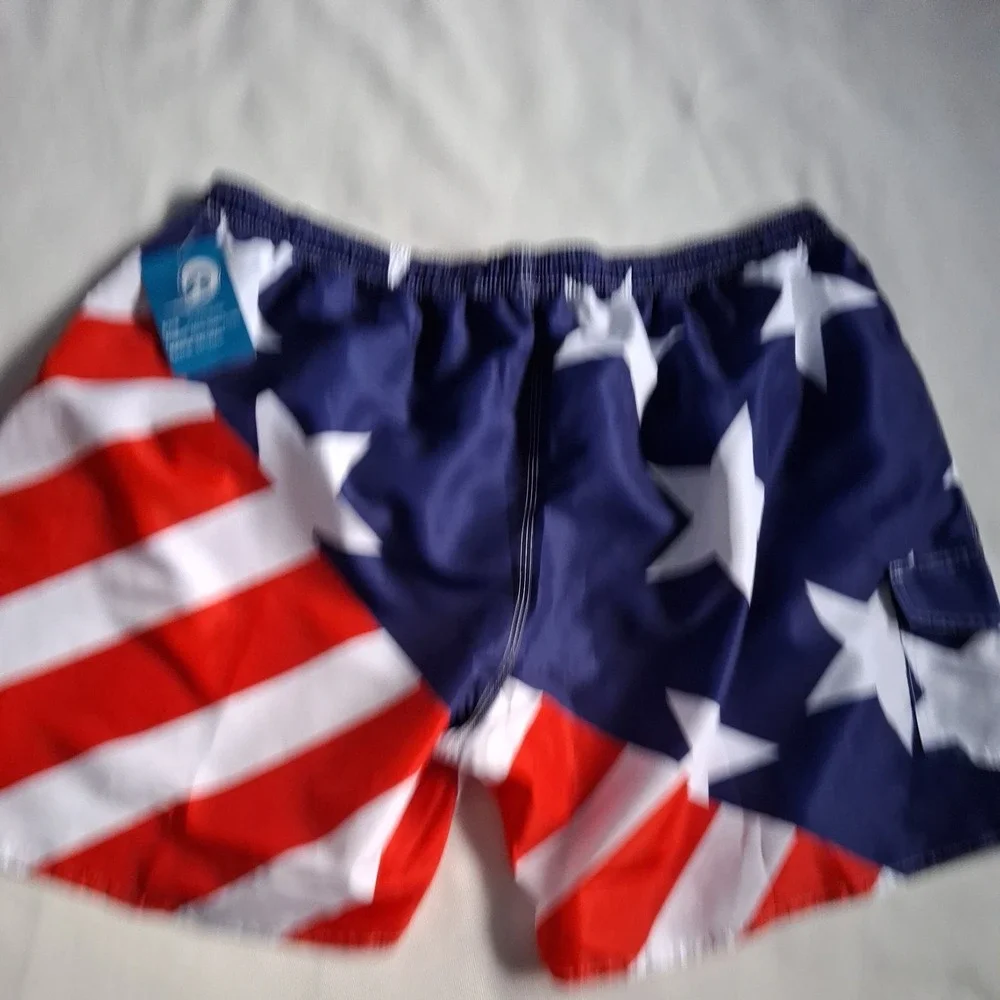 Scotamalone Men's Patriotic Stars & Stripes Flag Swim Trunks Multicolor XXXL